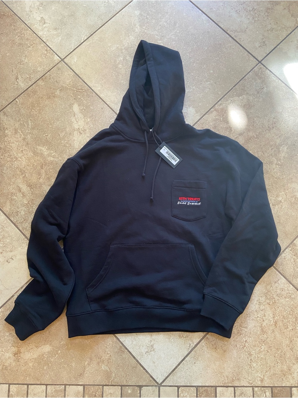 Kith treats Black Pullover Hoodie with Chest Pocket
